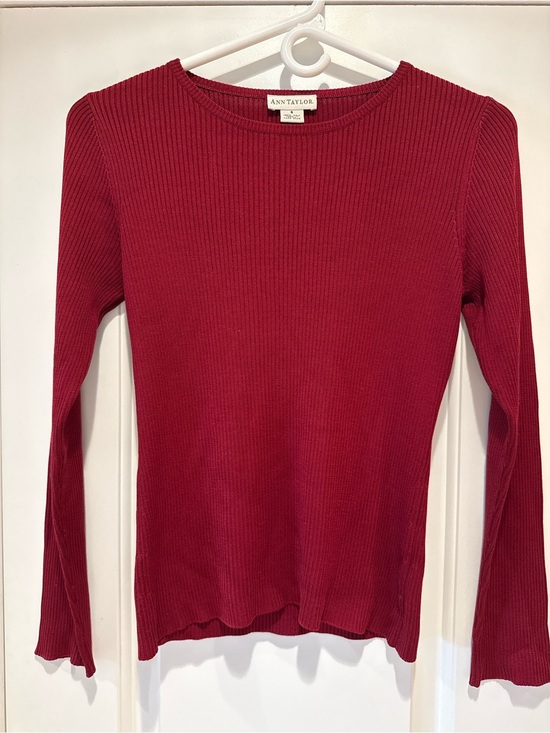 Ann Taylor Sweaters - Vintage Ann Taylor 100% Silk Ribbed Sweater Red Small Y2K Minimalist
